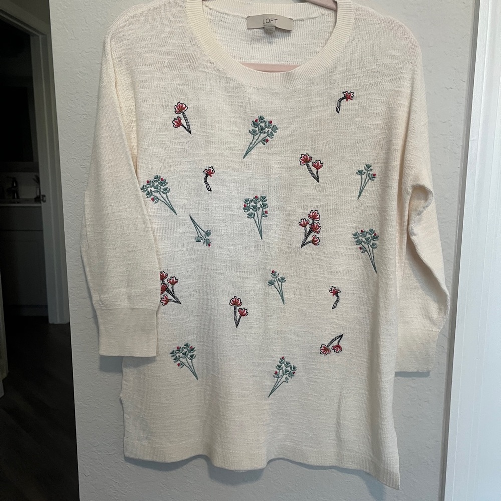 LOFT Cream Knit Sweater